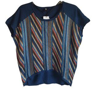 Vero Moda Unique Artsy Blue Stripe Knit Sweater Top